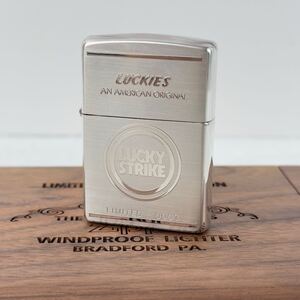 1円〜★【貴重シリアル】ZIPPO ジッポー LUCKY STRIKE ラッキーストライク リミテッド エディション 0007 ライター 火花確認済 木箱付き