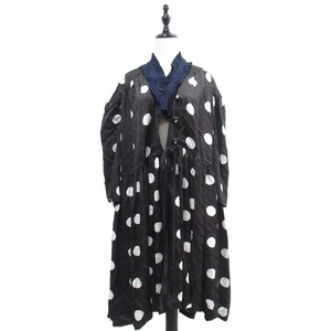 美品 22AW BALENCIAGA バレンシアガ ロゴ ドット柄 オーバーサイズ シャツワンピース ドレス コートとしても着用可能 サイズ1 ブラック