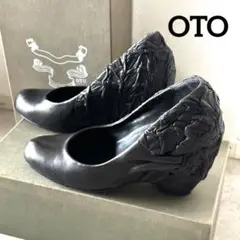 OTO 本革デザインパンプス　黒