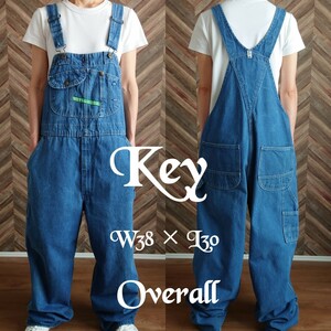 KEY デニムオーバーオール/サロペット 古着/W38L30【YOA1258】