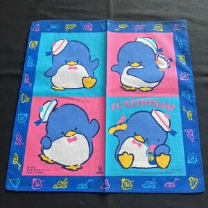 新品未使用 デッドストック 80年代 当時物 SANRIO サンリオ TUXEDOSAM タキシードサム ハンカチ 綿製品 1986年 日本製