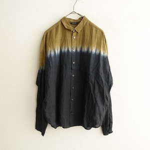 【定価4.2万】パドカレ pas de calais *有松絞りブラウス*36シャツ麻混トップスロングスリーブ(1-2412-374)【81A52】