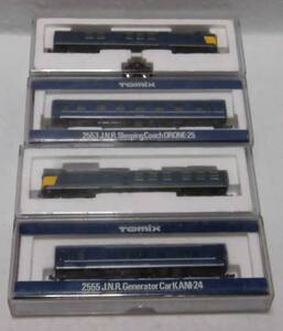 ★レトロ☆TRAIN★珍品「[送料600円] TOMIX 4台 2555 客車 カニ24形 特急用電源車 2553 オロネ 25形 特急寝台車 92007 クモヤ193」現状渡し