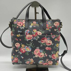 Cath Kidston キャスキッドソン　ハンドバッグ　ショルダーバッグ　レザー　本革　レディース　グレー　花柄　2WAY トートバッグ　総柄