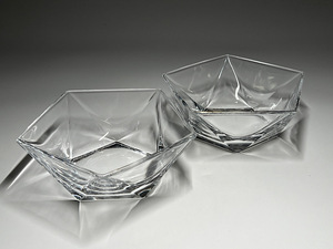 【瑞】ガラス製　五角形鉢２客