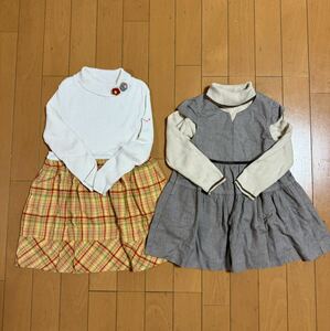 かわいいワンピース 長袖 女の子 ミキハウス ファミリア110 90 J-9