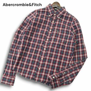 Abercrombie&Fitch アバクロンビー＆フィッチ 通年 トナカイ刺繍★ 長袖 ボタンダウン チェック シャツ Sz.S　メンズ　A4T09037_8#C