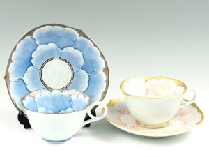 SA有田焼！　☆ゴールド＆プラチナ牡丹・ペアコーヒー碗皿☆ 新品 紅茶 コーヒー ミルク ラテ カプチーノ エスプレッソ 茶器 ギフト