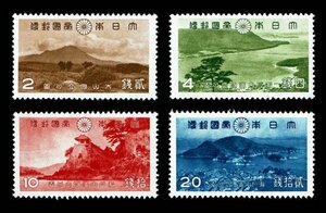 K906★1939年　第1次国立公園切手　大山・瀬戸内海　4種完　糊落ち　★未使用・美品