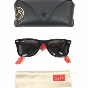 【レイバン】本物 Ray-Ban サングラス WAYFARER ウェイファーラー RB 2140-A 黒×赤×白 メンズ レディース イタリア製 ケース付 送料520円