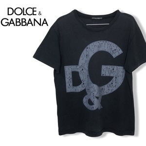 ★DOLCE＆GABBANA/ドルチェ＆ガッバーナ★メンズ ビッグロゴ プリント Tシャツ カットソー トップス 黒 ブラック 管:C:08