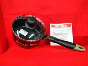 g_t B669 キッチン用品　調理器具　フッ素加工　ガラス蓋付き片手鍋　16cm　未使用品　箱入り