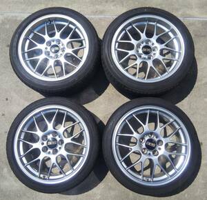 【中古】BBS RG-R RG782 RG783 8.5J×18 +43 5/114.3 9.5J×18 +45 5/114.3 ポテンザ S001 225/40Ｒ18 255/40Ｒ18 4本セット IS350 GSE21 