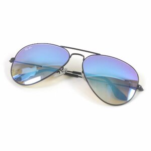 未使用品□Ray-Ban レイバン RB3025 AVIATOR LARGE METAL アビエーター パイロット サングラス ブラック ブルー系 58□14 イタリア製