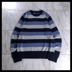 00s OLD GAP ボーダー 短丈 コットン ニット y2k ネイビー