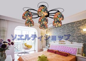 極美品 ★7灯★新品★高級感溢れる★ステンドグラスペンダントライト 豪華天井照明ステンドグラスランプ ガラス工芸品