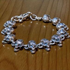 シルバー925製スカルチェーン連結ブレスレット　タイランド産 一点物 silver Justin Davis Royal Order crazy pig Gabor LSD Chrome Hearts