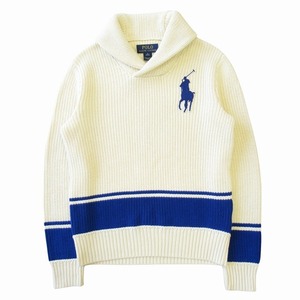 未使用品 ポロ ラルフローレン POLO RALPH LAUREN ショールカラー ニット セーター カットソー 長袖 ビッグポニー ロゴ 323628917 サイズM