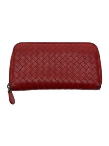 BOTTEGA VENETA◆長財布/レザー/RED/メンズ