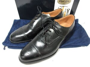 未使用 【チャーチ Church’s】 旧チャーチ 3都市 トロント Toronto セミブローグ シューズ 靴 (メンズ) size70G ブラック □30MZA6583□