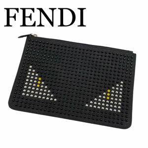 FENDI フェンディ クラッチバック セカンドバック モンスター スタッズ 黒　