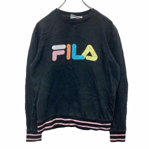 FILA 刺繍スウェット トレーナー Sサイズ フィラ レディース ブラック 古着卸 アメリカ仕入 t2406-3145