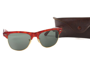 E24289 Ray-Ban レイバン サングラス ヴィンテージ B&L USA WAYFARER MAX ウェイファーラーマックス ケース付き アイウェア 赤茶×ゴールド