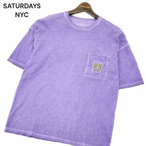 SATURDAYS NYC サタデーズ ニューヨークシティ 春夏 ロゴ刺繍★ ウォッシュ加工 半袖 カットソー Tシャツ Sz.XS　メンズ 紫　A4T04133_4#D