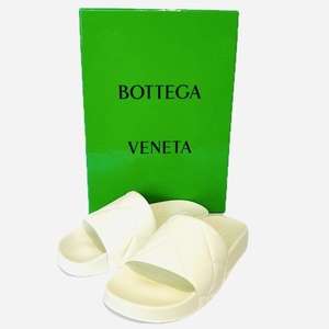 未使用 BOTTEGA VENETA ボッテガヴェネタ イントレチャート スライドラバー サンダル 640050 サイズ36 ホワイト レディース 箱付き