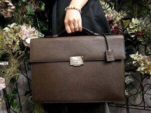 超美品●LOEWE ロエベ●メンズ●ロゴプレート●カーフ レザー 本革●ブリーフケース●ブラウン系●SV金具●A4 収納●書類 かばん●Js51239