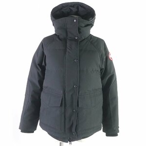 良品□カナダグース 5805L DEEP COVE BOMBER ロゴワッペン付き フーデッド WZIP ダウンコート ダウンジャケット 黒 XS カナダ製 正規品