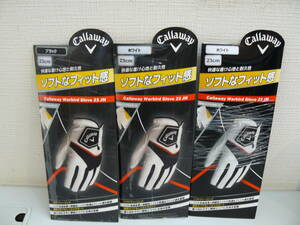 A33149●Callaway Warbird Glove キャロウェイ ゴルフグローブ 23JIM ホワイト×2 ブラック×1 　23cm　左手用　3点セット　新品未開封品