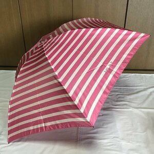 《新品》Kate spade new york・ケイトスペードニューヨーク／軽量 雨用折傘・折りたたみ傘【ボーダー・ピンク】東レのトレカ・カーボン