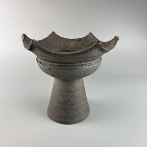 朝鮮美術 新羅 須恵器 高杯 土器 韓国 在銘 骨董品 陶磁 検 花器 花瓶 花生 飾壺 古美術品 2