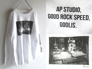 ネコポス可 AP STUDIO アパルトモン ドゥーズィエムクラス GOOD ROCK SPEED 別注 GODLIS フォトプリント カットソー Tシャツ F ホワイト 白