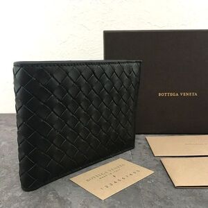 送料込み！ 極美品 BOTTEGAVENETA 二つ折り財布 ブラック ラムスキン 箱付き 37