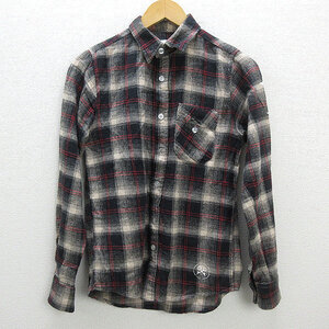 ☆☆ ユニフォームエクスペリメント/uniform experiment チェック柄 長袖ネルシャツ/ソフネット【1】MENS/34【中古】■