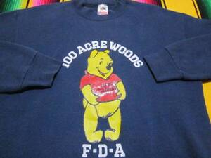 １９８０S クマのプーさん WINNIE THE POOH ディズニー スウェット フルーツ FRUIT OF THE LOOM VINTAGE 麻薬撲滅 反覚醒剤 大麻 コカイン