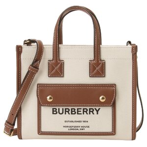 バーバリー トートバッグ BURBERRY 8044143 A1395 ロゴ ホースフェリープリント ミニ フレヤ 2WAY ショルダーバッグ ナチュラル/タン