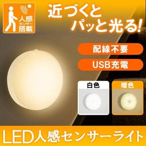 人感センサーライト 充電式 室内 フットライト 玄関 足元灯 廊下 LED ナイトライト 送料無料 100K◇ 充電式センサーライトHAC:暖色