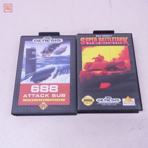 動作保証品 MD メガドラ GENESIS 海外版 北米版 SUPER BATTLETANK WAR IN THE GULF/688 ATTACK SUB まとめて 2本セット 箱説付【10