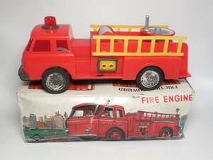  ブリキ プラスチック 消防自動車 FIRE ENGINE サイレン おもちゃ 箱付き ダイヤ