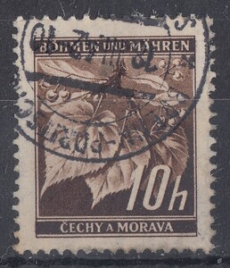 1939/42年ドイツ占領下 ボヘミア&モラビア切手 シナの木の枝 10h 使用済み