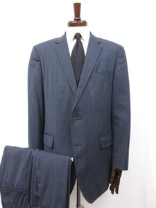 【BOSS ヒューゴボス HUGO BOSS】ロロピアーナ生地 シングル2ボタン スーツ (メンズ) size52 ネイビー系 ストライプ織柄 □32RMS0134□