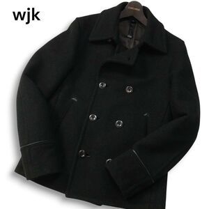 wjk ダブルジェイケイ 1020 wl27 enlisted★ 秋冬 ウール Pコート Sz.M メンズ 黒 日本製 定価7.5万★　I5T00041_1#N