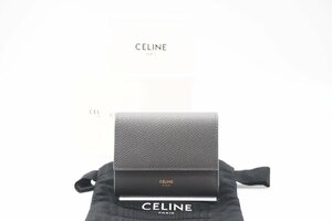 ☆安心の３大保証☆ Aランク ≪CELINE セリーヌ/三つ折り財布≫ 10B573 グレインドカーフスキン スモールトリフォールドウォレット グレー