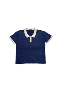 BIGI knit shirt ビギ ニットシャツ 半袖ニット ネイビー トップス レディース ヴィンテージ