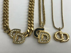 R1023-H25-995■◎ Christian Dior クリスチャンディオール アクセサリー まとめ売り ３点セット ゴールド ネックレス ブレスレット など