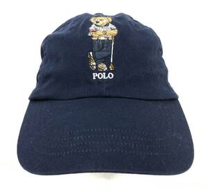 T05/010 POLO GOLF RALPH LAUREN ポロゴルフ ラルフローレン くま ベア 刺繍 キャップ 帽子 野球帽 ネイビー