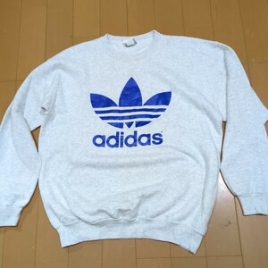 80s ビンテージ adidas 銀タグ トレフォイルスウェット トレーナー グレーMADE IN USAサイズL